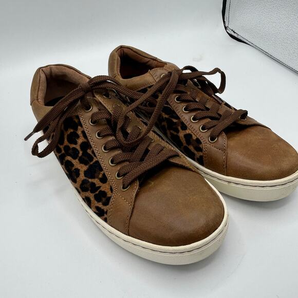 Born Sur Leopard Print Sneakers Women’s 9M Brown Leather Lace‑Up Low Top - Picture 11 of 13
